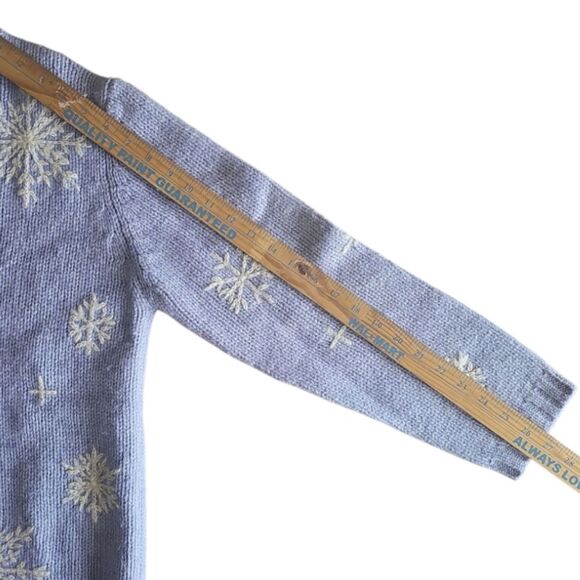 Vintage Newton Trading Co. Light Blue Shetland Wool Snowflake Sweater Sz M - Picture 9 of 14